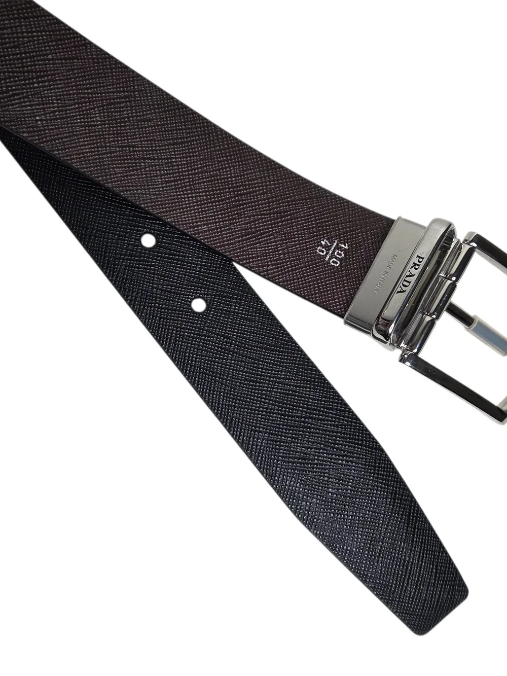 Prada Saffiano Reversible Leather Belt - Black/Brown